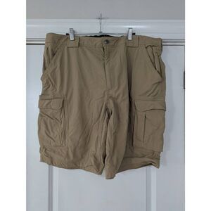 Duluth Cargo Shorts‎ men's size 2XL tan khaki 11' inseam sturdy elastic